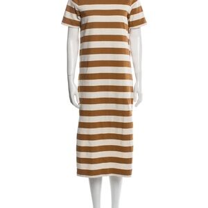 Sezane Emy Striped Brown and White Dress